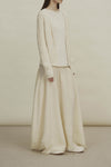 SWAYING 24 Autumn and Winter Wool Splicing Large Swing Skirt SW-SW24AW3B26-MIBAI Beige